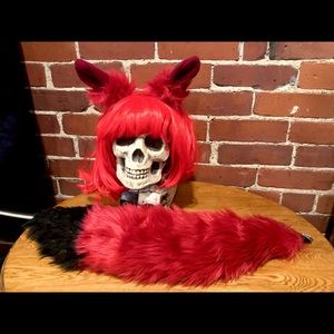 Pawstar wine red burgundy animal set ears tail